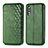 Leather Case Stands Flip Cover Holder S01D for Samsung Galaxy A70 Green