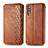 Leather Case Stands Flip Cover Holder S01D for Samsung Galaxy A70S Brown