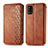 Leather Case Stands Flip Cover Holder S01D for Samsung Galaxy A71 5G Brown