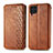 Leather Case Stands Flip Cover Holder S01D for Samsung Galaxy F62 5G Brown