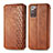 Leather Case Stands Flip Cover Holder S01D for Samsung Galaxy Note 20 5G Brown