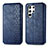 Leather Case Stands Flip Cover Holder S01D for Samsung Galaxy S21 Ultra 5G Blue