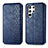 Leather Case Stands Flip Cover Holder S01D for Samsung Galaxy S22 Ultra 5G Blue