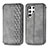 Leather Case Stands Flip Cover Holder S01D for Samsung Galaxy S22 Ultra 5G Gray