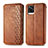 Leather Case Stands Flip Cover Holder S01D for Vivo V20 Brown