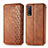 Leather Case Stands Flip Cover Holder S01D for Vivo Y11s Brown
