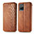 Leather Case Stands Flip Cover Holder S01D for Vivo Y21 Brown