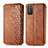 Leather Case Stands Flip Cover Holder S01D for Xiaomi Poco M3 Brown