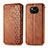 Leather Case Stands Flip Cover Holder S01D for Xiaomi Poco X3 NFC Brown