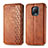 Leather Case Stands Flip Cover Holder S01D for Xiaomi Redmi 10X Pro 5G Brown