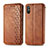 Leather Case Stands Flip Cover Holder S01D for Xiaomi Redmi 9i Brown