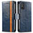 Leather Case Stands Flip Cover Holder S02D for Huawei Honor X10 Max 5G Blue