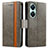 Leather Case Stands Flip Cover Holder S02D for Huawei Nova 11i Gray
