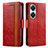 Leather Case Stands Flip Cover Holder S02D for Huawei Nova 11i Red