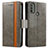 Leather Case Stands Flip Cover Holder S02D for Motorola Moto E30 Gray