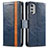 Leather Case Stands Flip Cover Holder S02D for Motorola Moto E32 Blue