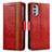 Leather Case Stands Flip Cover Holder S02D for Motorola Moto E32 Red