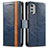 Leather Case Stands Flip Cover Holder S02D for Motorola Moto E32s Blue