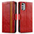 Leather Case Stands Flip Cover Holder S02D for Motorola Moto E32s Red