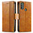 Leather Case Stands Flip Cover Holder S02D for Motorola Moto E40