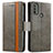 Leather Case Stands Flip Cover Holder S02D for Motorola Moto E40 Gray