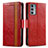 Leather Case Stands Flip Cover Holder S02D for Motorola Moto Edge 20 5G Red