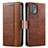 Leather Case Stands Flip Cover Holder S02D for Motorola Moto Edge 20 Lite 5G Brown