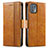 Leather Case Stands Flip Cover Holder S02D for Motorola Moto Edge 20 Lite 5G Light Brown