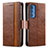 Leather Case Stands Flip Cover Holder S02D for Motorola Moto Edge 20 Pro 5G Brown
