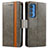 Leather Case Stands Flip Cover Holder S02D for Motorola Moto Edge 20 Pro 5G Gray