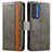 Leather Case Stands Flip Cover Holder S02D for Motorola Moto Edge (2021) 5G Gray