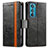 Leather Case Stands Flip Cover Holder S02D for Motorola Moto Edge 30 5G Black