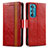 Leather Case Stands Flip Cover Holder S02D for Motorola Moto Edge 30 5G Red