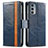 Leather Case Stands Flip Cover Holder S02D for Motorola Moto Edge Lite 5G Blue
