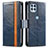 Leather Case Stands Flip Cover Holder S02D for Motorola Moto Edge S 5G Blue
