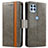 Leather Case Stands Flip Cover Holder S02D for Motorola Moto Edge S 5G Gray