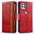Leather Case Stands Flip Cover Holder S02D for Motorola Moto Edge S 5G Red