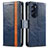 Leather Case Stands Flip Cover Holder S02D for Motorola Moto Edge X30 5G Blue