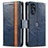Leather Case Stands Flip Cover Holder S02D for Motorola Moto G 5G (2022) Blue