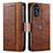 Leather Case Stands Flip Cover Holder S02D for Motorola Moto G 5G (2022) Brown