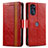 Leather Case Stands Flip Cover Holder S02D for Motorola Moto G 5G (2022) Red