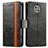 Leather Case Stands Flip Cover Holder S02D for Motorola Moto G Power (2021) Black
