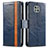 Leather Case Stands Flip Cover Holder S02D for Motorola Moto G Power (2021) Blue