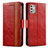 Leather Case Stands Flip Cover Holder S02D for Motorola Moto G Stylus (2021) Red