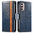 Leather Case Stands Flip Cover Holder S02D for Motorola Moto G Stylus (2022) 4G Blue