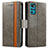 Leather Case Stands Flip Cover Holder S02D for Motorola Moto G22 Gray