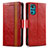 Leather Case Stands Flip Cover Holder S02D for Motorola Moto G22 Red