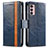 Leather Case Stands Flip Cover Holder S02D for Motorola Moto G42 Blue