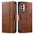 Leather Case Stands Flip Cover Holder S02D for Motorola Moto G42 Brown