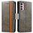 Leather Case Stands Flip Cover Holder S02D for Motorola Moto G42 Gray